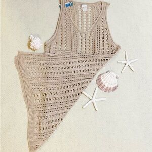 Beige Crochet Beach Cover-Up